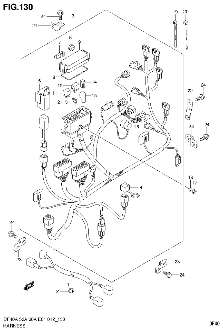 Suzuki DF40AST, DF50A, DF50ATH HARNESS (DF60AQH E1) parts diagram